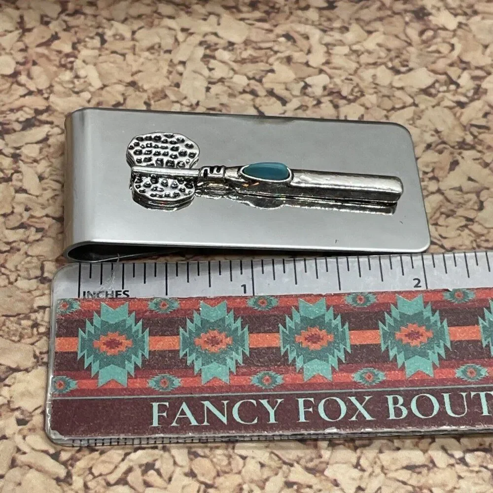 Tomahawk Native American Money Clip Stainless Steel UNIQUE Quality  Turquoise